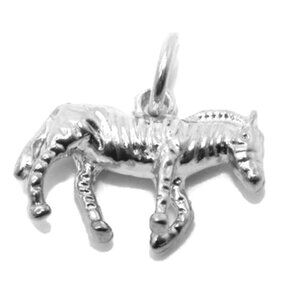 .925 Sterling Silver 3D Zebra Pendant Charm